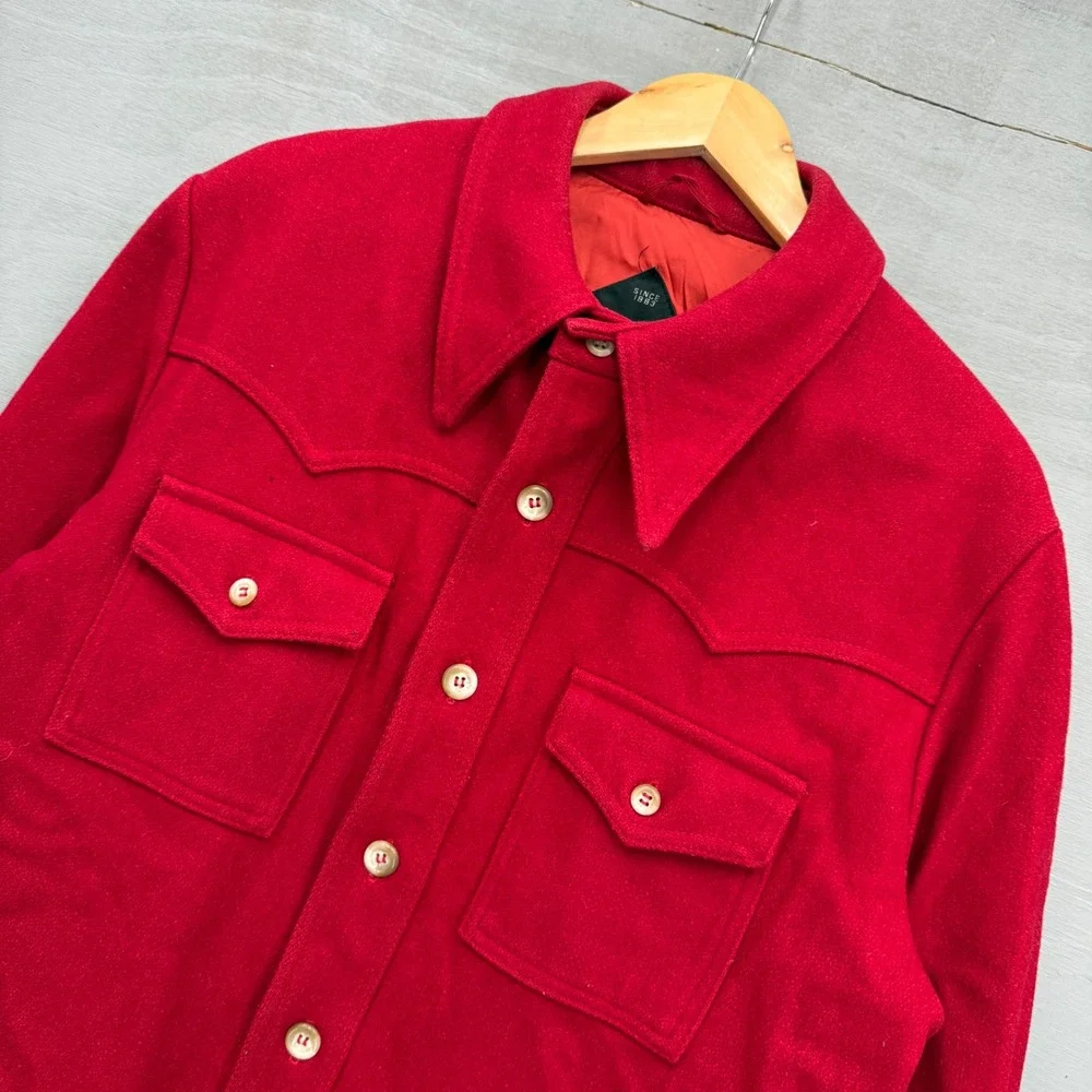 Great Western Gleneagles Wool Shirt Jacket Red Vintage Western Yoke Large
